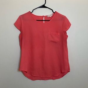 Pink Rose Peach Color Short Sleeve Blouse